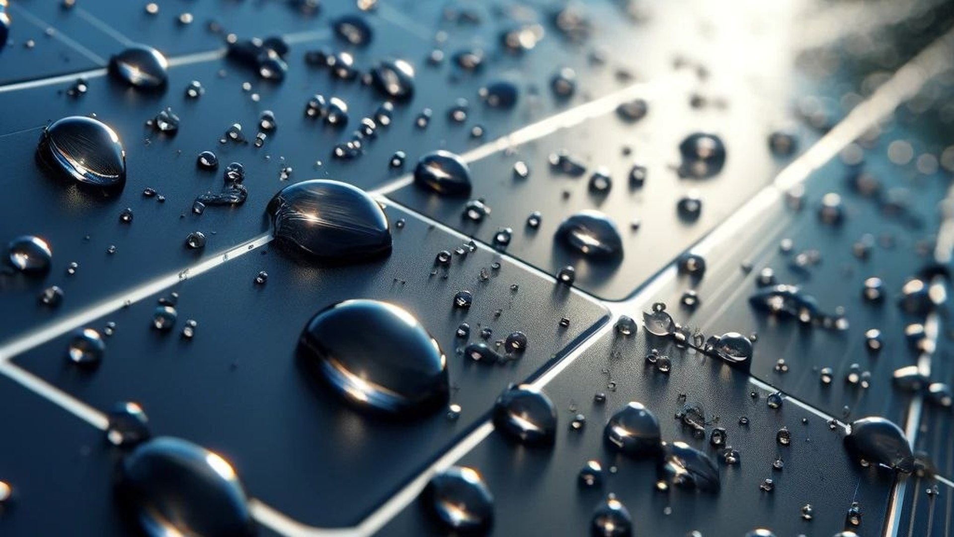 Waterparels op een zonnepaneel